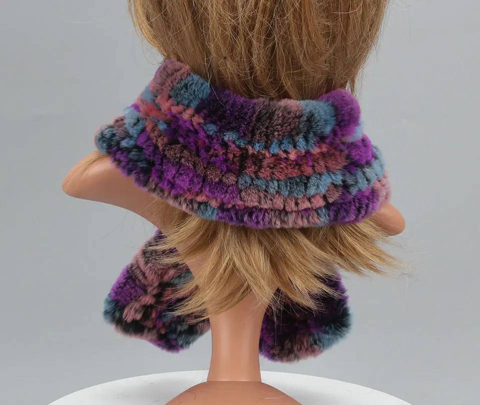 Frauen Stricken Echt Rex Kaninchen Pelz Schal Dame Fashion Floral Rex Kaninchen Pelz Schalldämpfer Heißer Winter Warme Natürliche Pelz Schals neue Stil – Detail 22