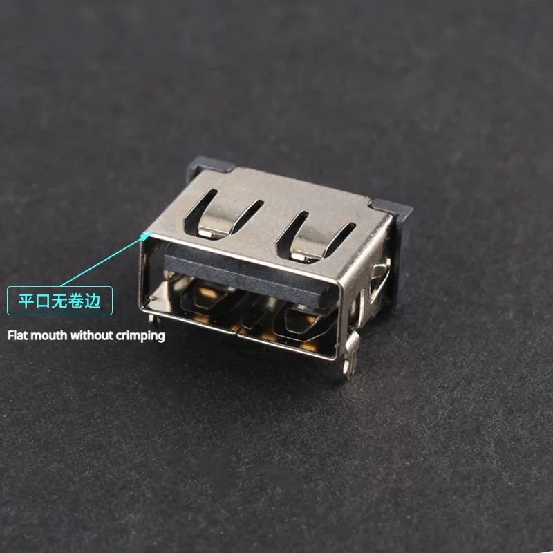 USB socket A female short body 10.0 front 2P pin back 4P patch A type female base flat mouth without edge image 3