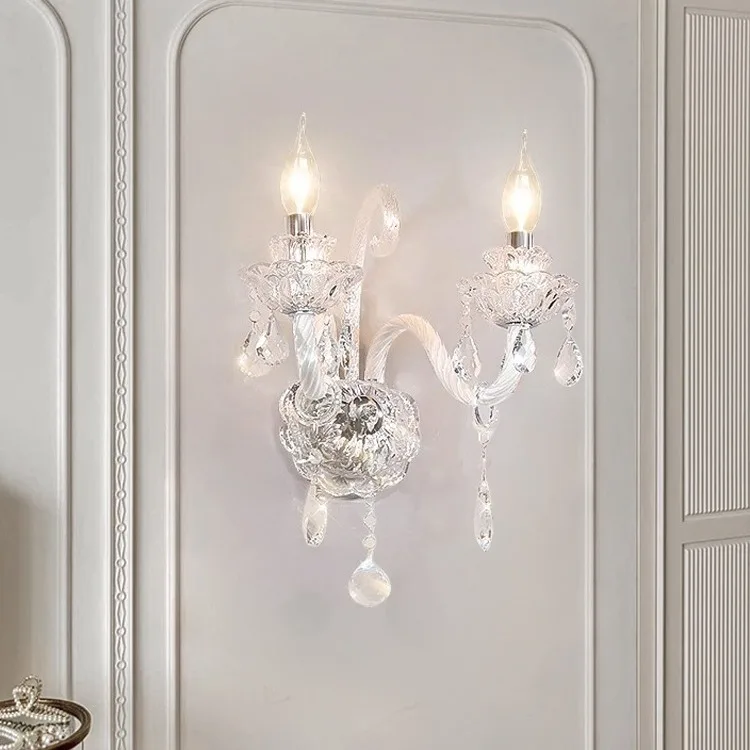 

Luxury crystal wall light French bedroom headboard Modern living room background wall light Interior decorative light