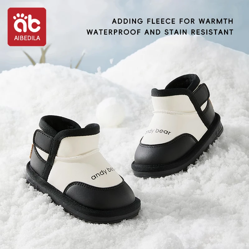 Aibedila-子供用スノーブーツ,女の子用の柔らかい綿の靴底,滑り止め,防水,厚い底,暖かい,カジュアル,冬,新しい