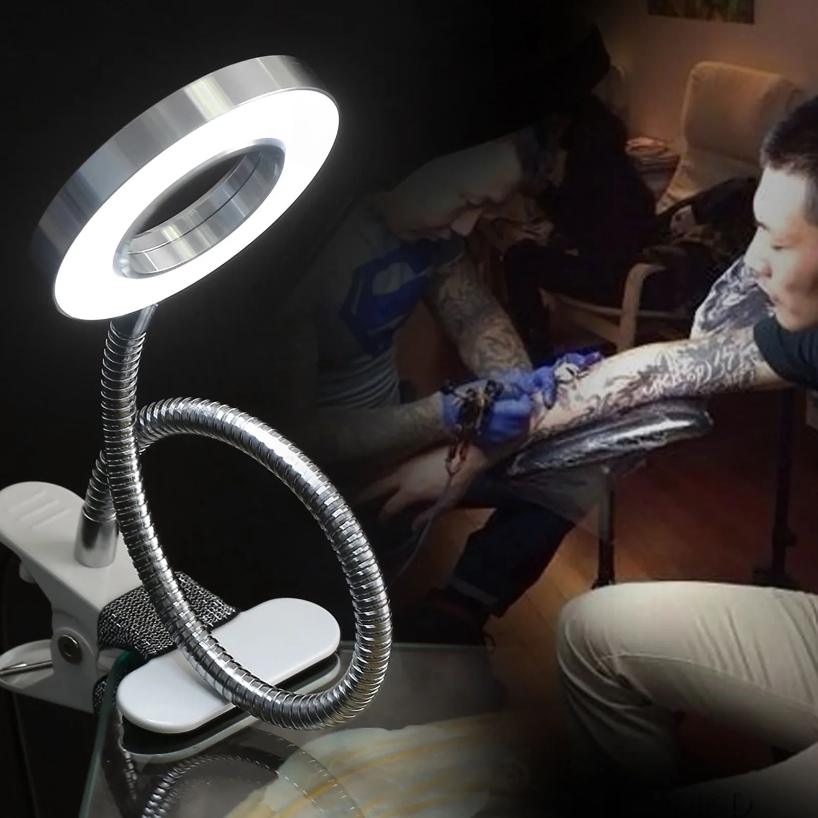 Lampe de bureau LED portable en continu pour tatouage et manucure, lumière froide, clip USB, accessoires de beauté