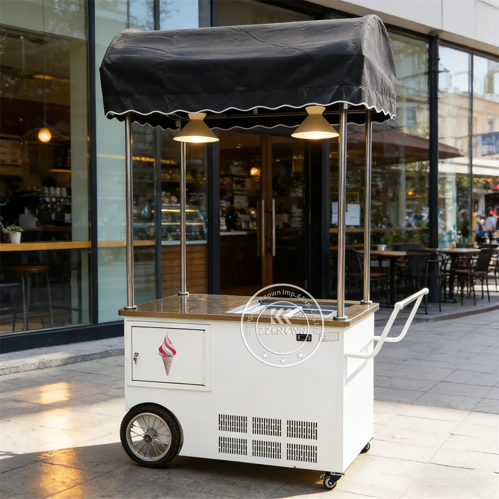 Hot Sale Ice Cream Cart Modern Dessert Kiosk Snack Beverage Coffee Street Portable Dessert Push Cart For Outdoor Festival
