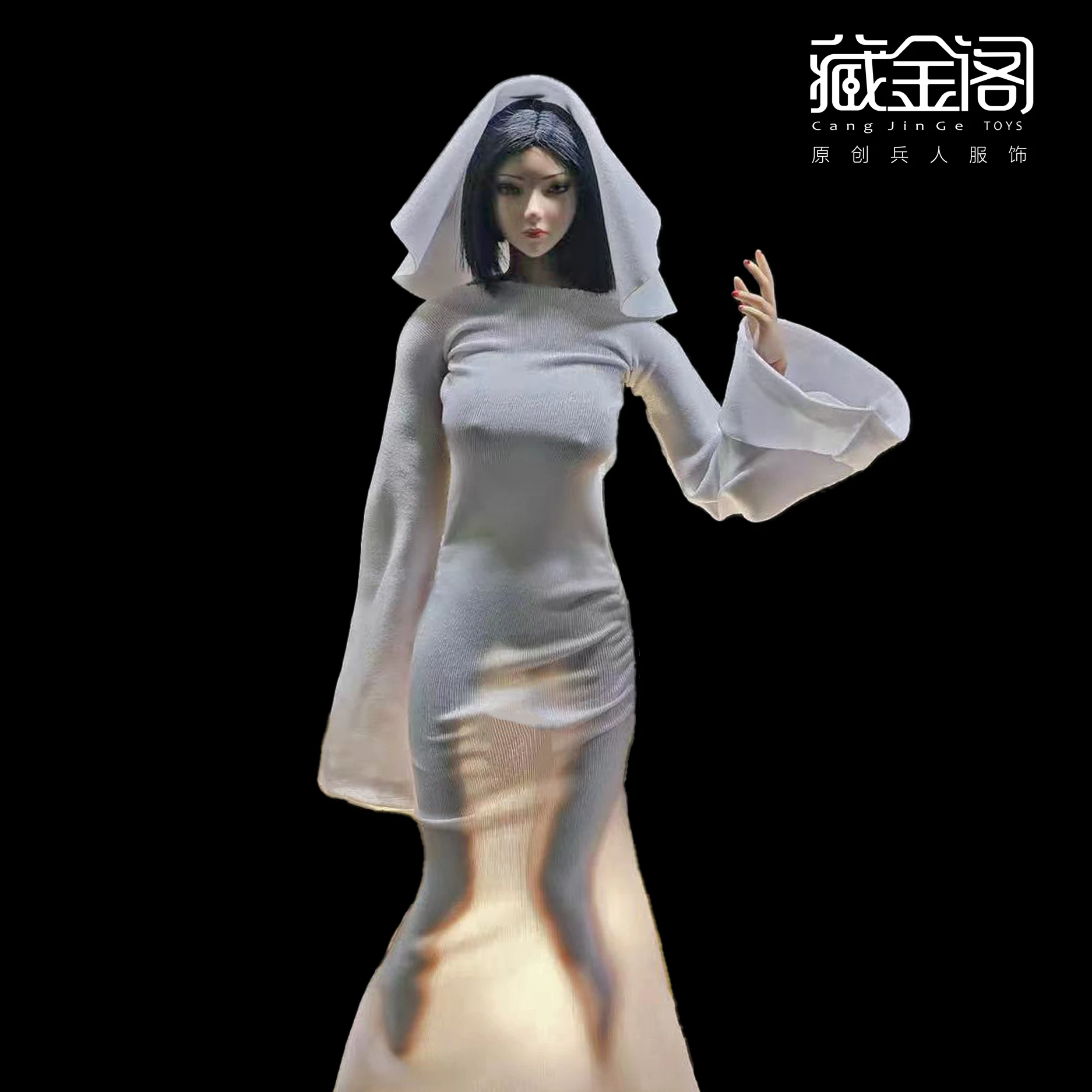 CJG-067 1/6 Schaal Witte Lange Rok Ghost Dress Cl fit 12 inch action figure body model