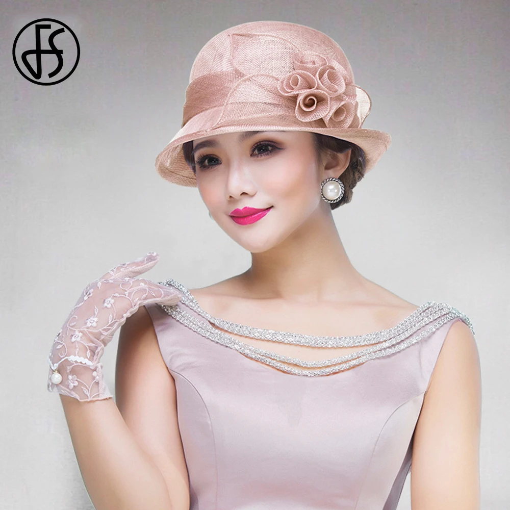 FS 2024 Wedding Top Hats For Women Elegant Church Sun Protection Cap Ladies Breathable Sunshade Formal Occasion Millinery