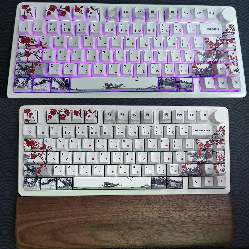 OEM PBT Keycaps US Korean Japanese Russian Cpas For Cross Switch Mechanical Gaming Keyboards No Backlit Plum Blossom Keycaps