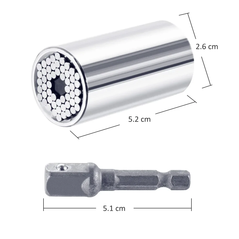 Torque Wrench Head Set Socket Sleeve 7-19mm Power Drill Ratchet Bushing Spanner Key Magic Grip Multi Hand Tools