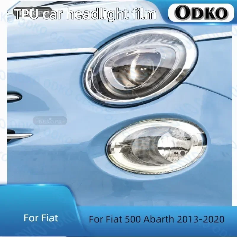 

Для Fiat 500 Abarth 2013-2020 автомобильная защитная пленка для фар, дымчатая черная защитная прозрачная наклейка из ТПУ, аксессуары