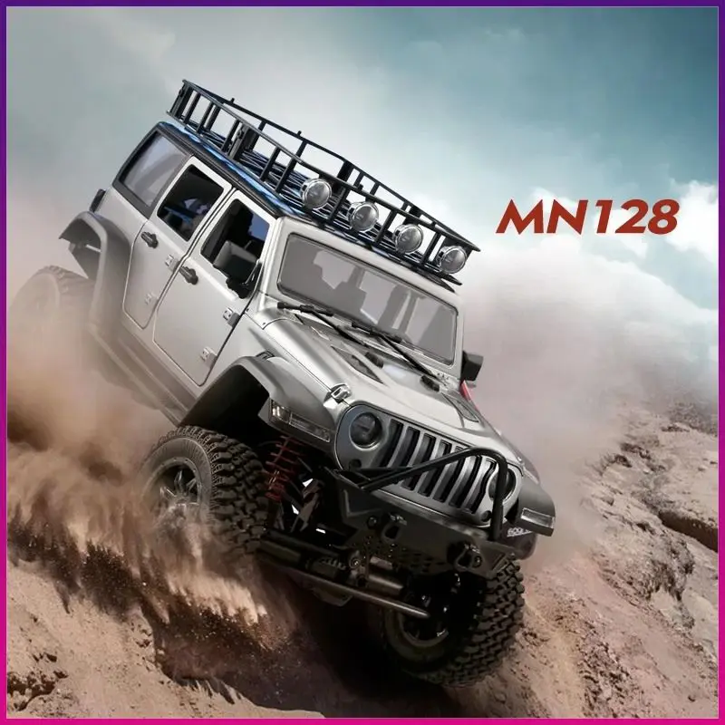 Gąsienica RC samochód 4x4 MN128 2.4G profesjonalny Buggy z oświetleniem LED pełnowymiarowy samochody zdalnie sterowane zabawki dla chłopców prezent