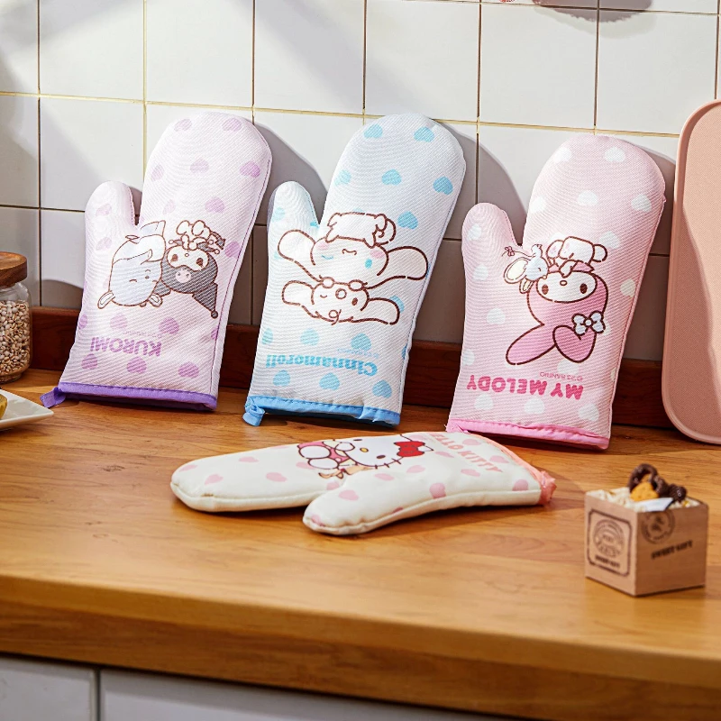 

Cartoon Insulated Gloves Cute Cartoon Sanrio Insulated Resistant Gloves for Cooking Baking Grilling Kitchenware Gloves