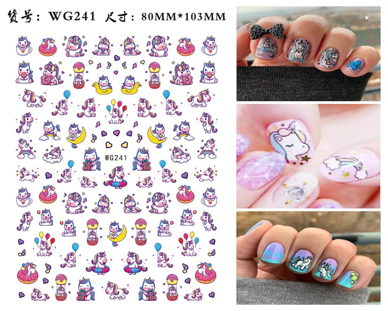 Nail art Aufkleber Herz Liebe Design Valentine Einhorn Kaninchen Dolphin Design Adhesive Nail art Dekoration Nägel Zubehör