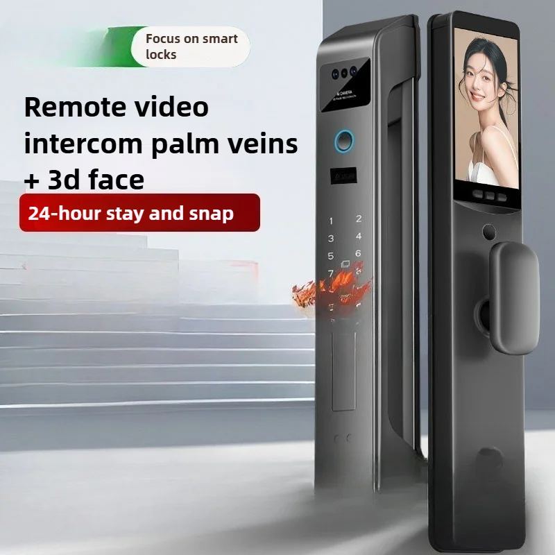 Automatic Password Lock 3D Facial Recognition Monitoring Fingerprint Lock Home Electronic Smart Lock Capture Intercom Palm Vein