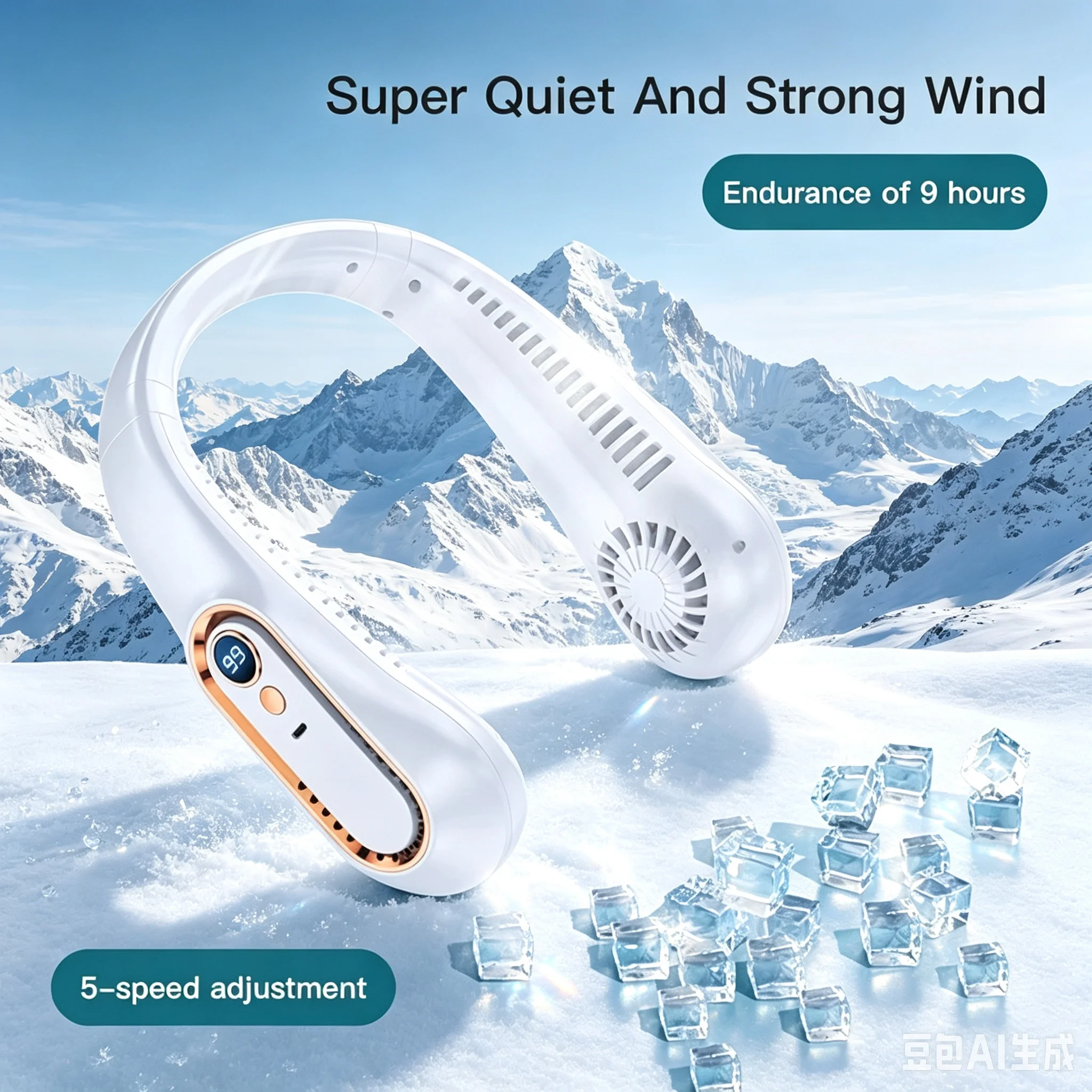 New Summer Portable Mini Hanging Neck Fan Bladeless Neckband Fan Digital Display Power Air Cooler USB Rechargeable Electric Fans