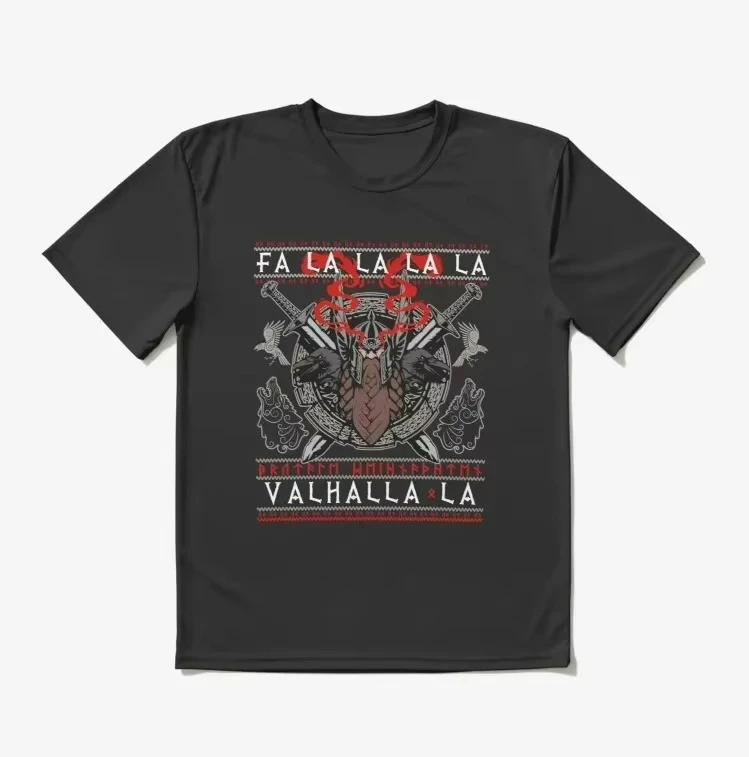 Fa La La Valhalla La Ugly Christmas Sweater Odin Xmas T-Shirt New 100% Cotton O-Neck Short Sleeve Casual Mens T-shirt