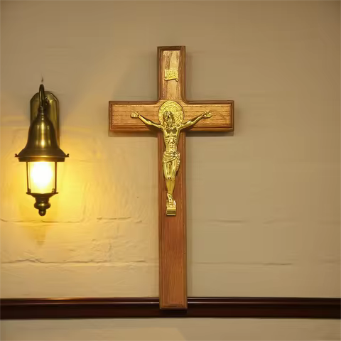 11.6" Crucifix Wall Cross with Jesus – Catholic Wooden Cross for Faith & Blessing, Wall or Home Decor
