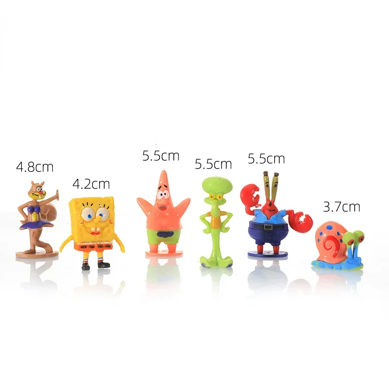 Spongebob Set Action Figures Cartoon Mini Dolls Fish Tank Decoration Landscaping Aquarium Accessories Birthday Gifts@