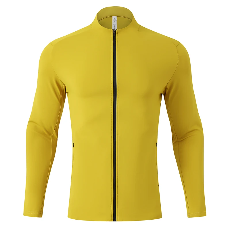 Men Zipper Sport Long Sleeve Running Training Quick Drying Fitness Outdoor Bodybuilding Jackets Stand Up Jogging Workout Coat