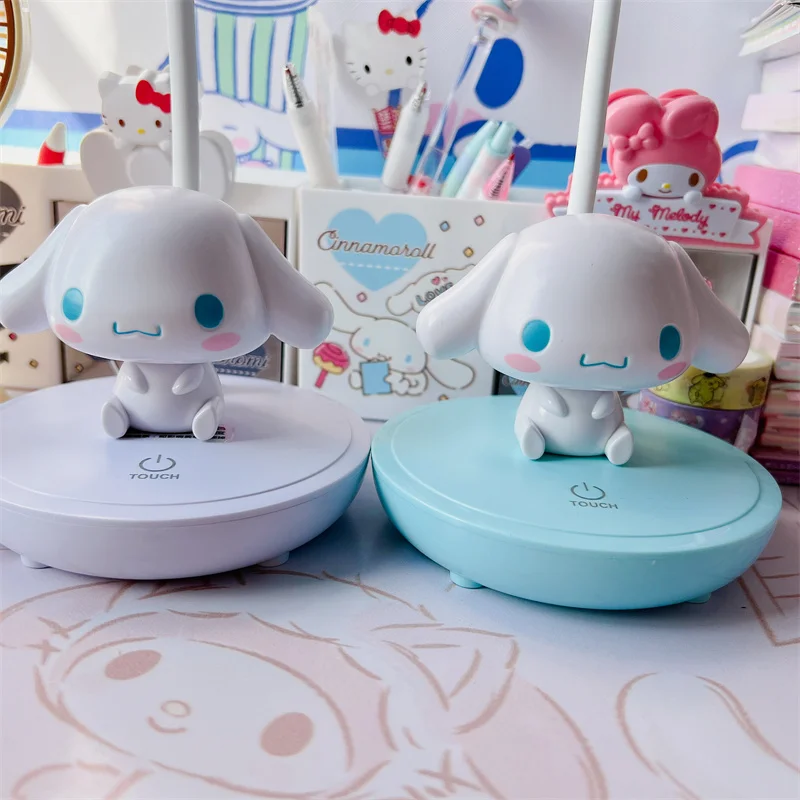 Kawaii Sanrio Hello Kitty Cinnamoroll Desk Lamp Melody Three-Stop Touch Desktop Led Night Light Study Bedside Lamp Student Gift