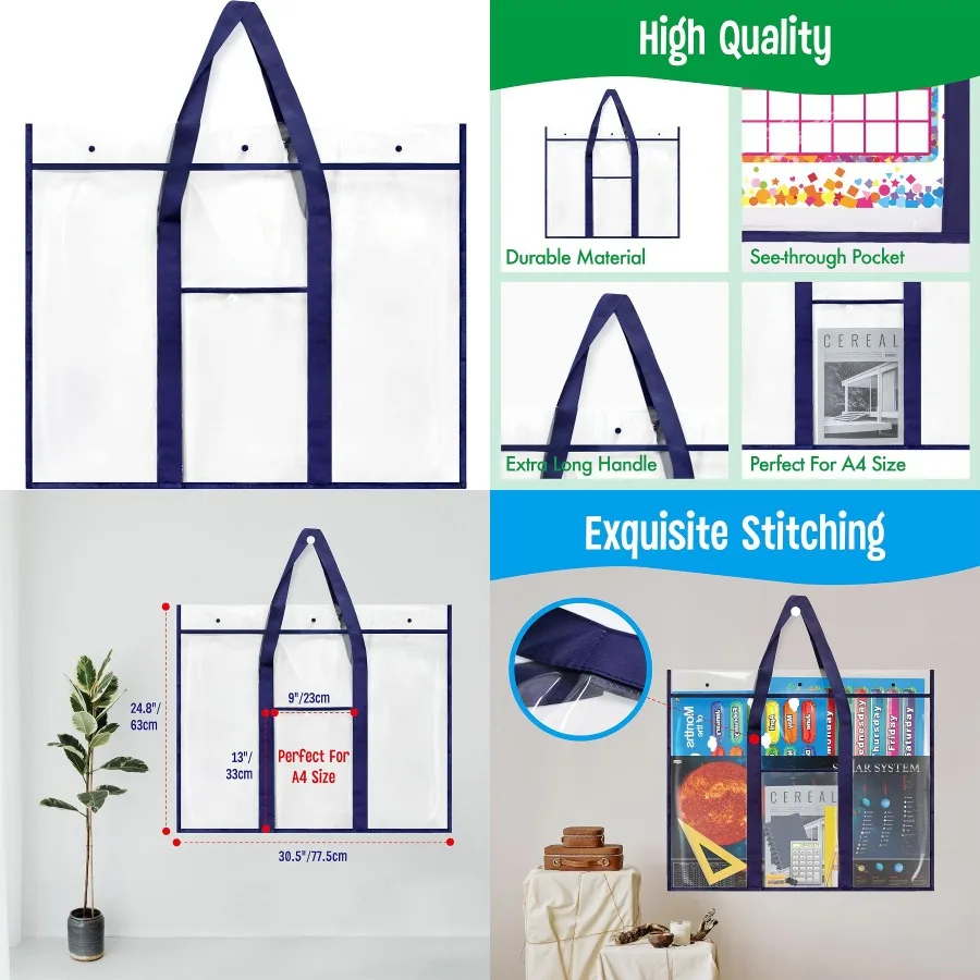 Quadro de avisos cartaz arte pvc armazenamento bolso gráfico com acessórios bolso 30.5x24.8 para sala de aula escritório e organização casa