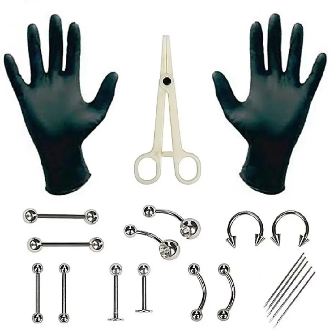 

1 Set Disposable Professional Body Piercing Tool Kit Piercing Needle Clamp Tools Ear Tragus Nose Eyebrow Navel Piercings /