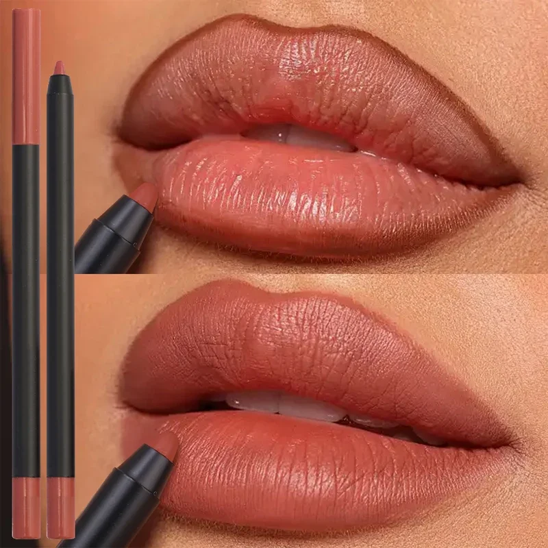 กันน้ํา Matte Lipliner ดินสอสีแดง Outline Contour LIPS Tint ลิปสติก Non-Stick CUP Moisturizing LIPS แต่งหน้าเครื่องสําอาง