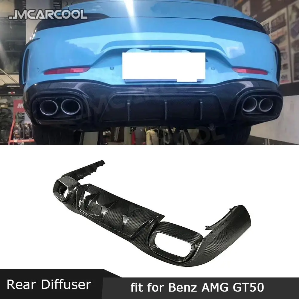 Rear Lip Diffuser Fin Bumper Spoiler For Mercedes Benz AMG GT50 GT53 GT43 2019-2023 Dry Carbon Fiber / FRP B Style Rear Hugger