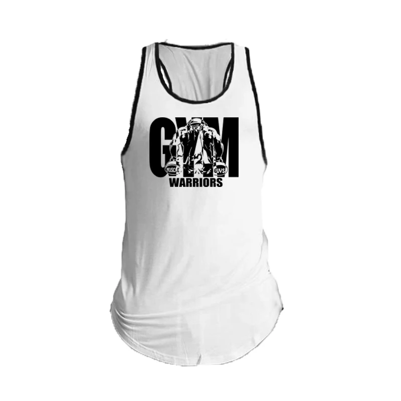 Summer poure Cotton Breathable Workout Muscle Tank TopsSleeveless Black and white splicing Mens Fitness Running Sport Singlets