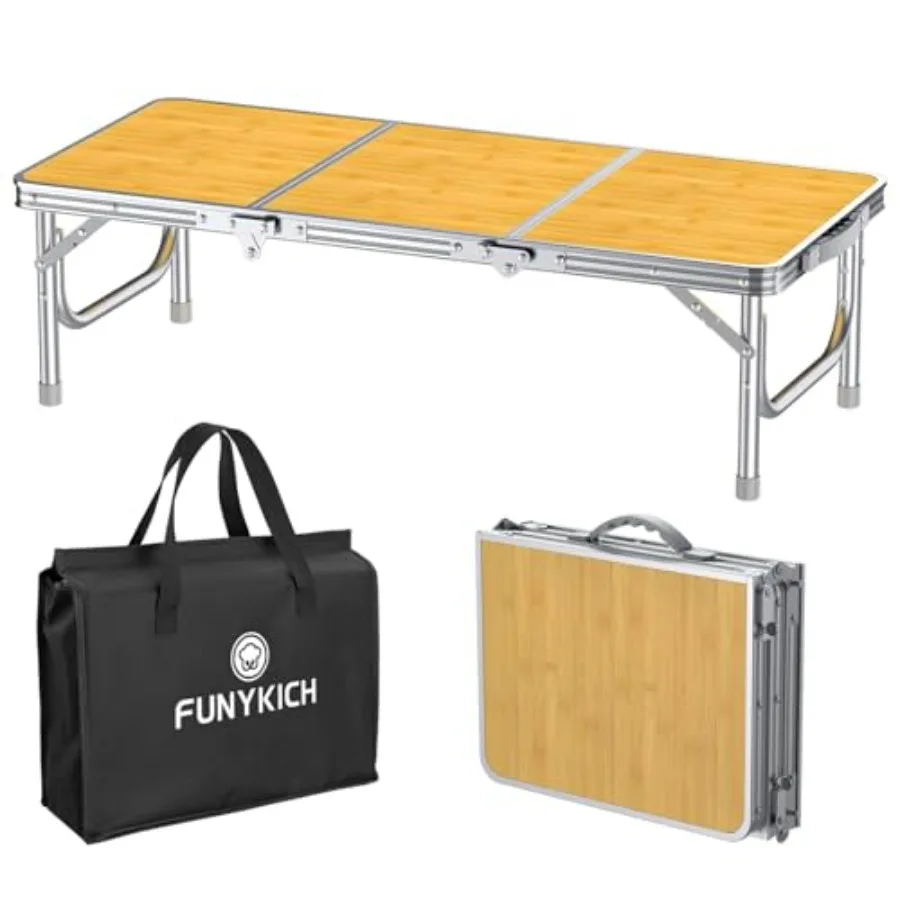 

Складной походный стол 3 фута (91 см) с сумкой для переноски, 34,2'' Д x 15,7'' Ш, портативный стол для пикника, легкий, утолщенный, алюминиевый, пляжный стол