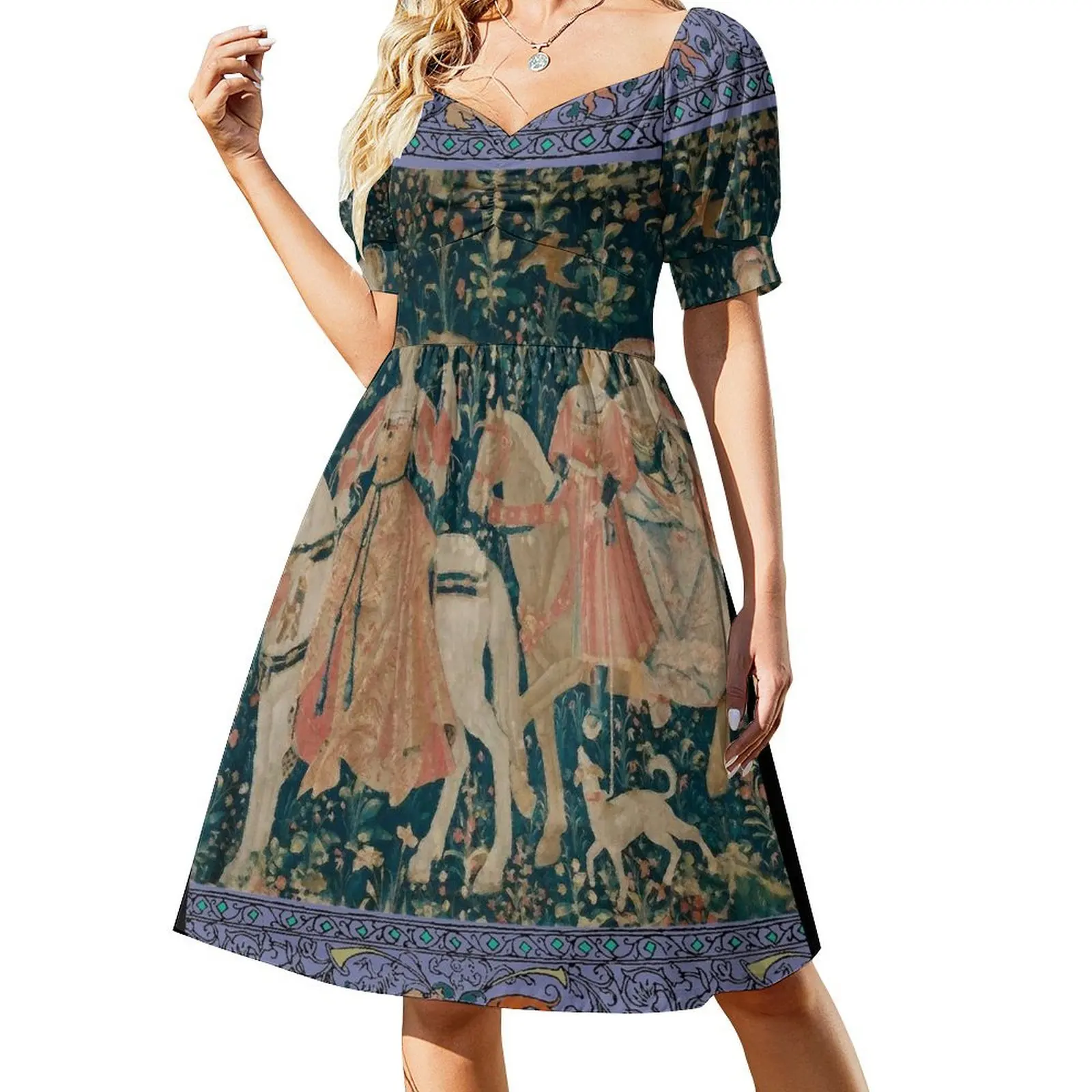 

Medieval Tapestry - the Hawk Hunt Dress Clothing luxury woman evening dress Women's skirt dress women summer