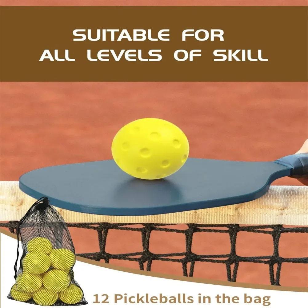 12pcs Quiet Foam Pickleball PU for Indoor and Outdoor Practice Soft Non Abrasive Low Noise Balls with Portable Bag