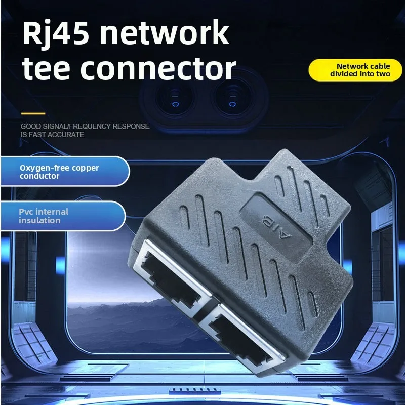 Network Three-Way RJ45 Connector Coupler, Ethernet Straight-Through Connector, Network Cable Extender for Computers