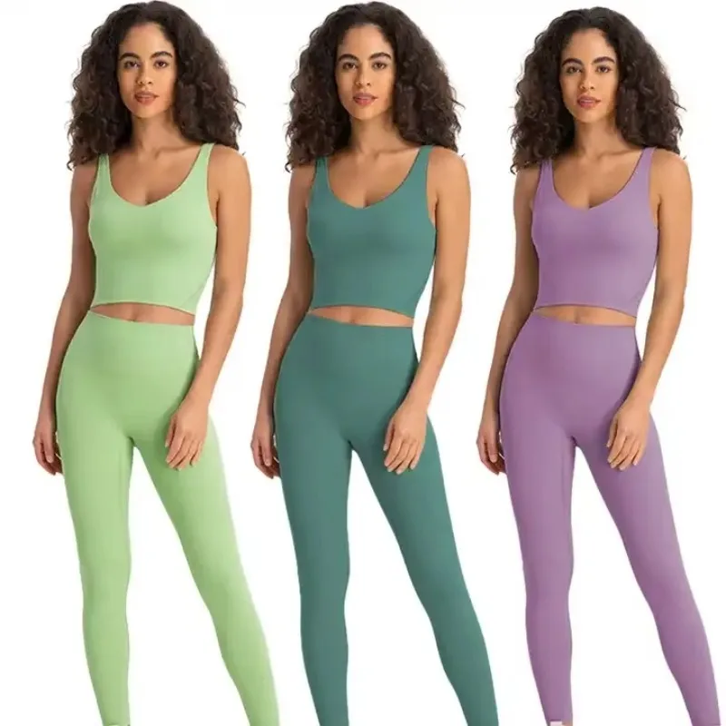 YTYINPlus Size Fitness Crop Top High Waist Yoga Pants Set No Front Line Fitness Sports Workout Active Wear Set Stretchy Gym Clot