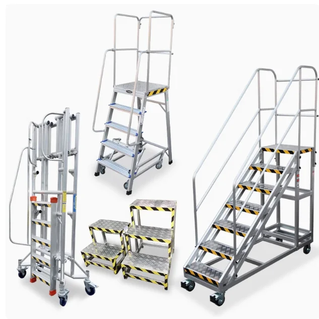 Portable Aluminum 3-in-1 Work Platform Truck Mobile Folding Ladder Storage Cart Scaffold for Indoor Outdoor Use 150kg Pro