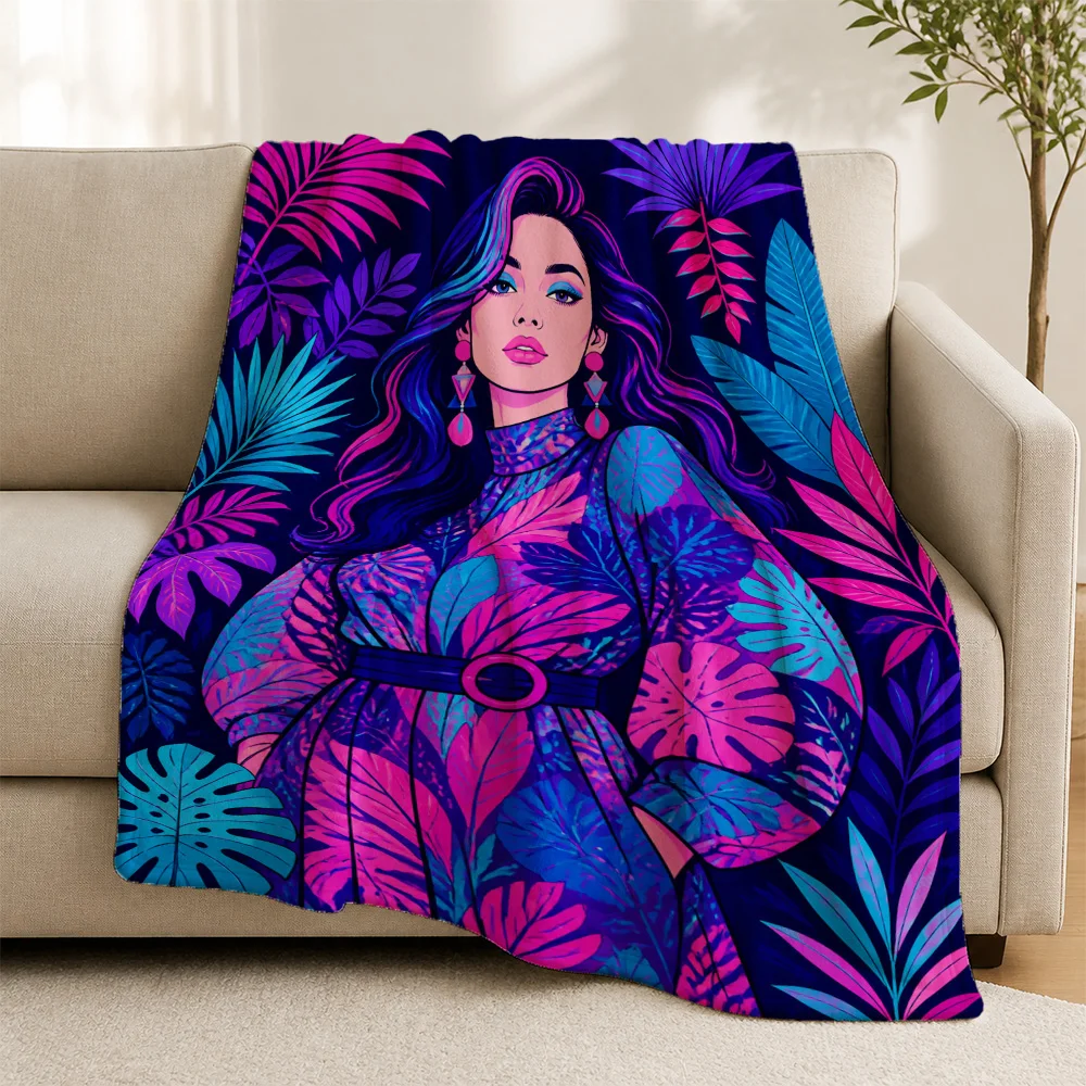 Stylish Tropical Floral Pop Art Throw Blanket Sofa Throw for Boho Chic Living Room Nap Cozy Decorative Gift for Queen Bed