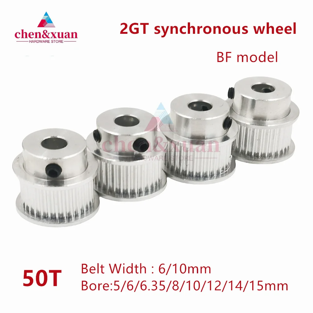 

2GT/GT2 Timing Pulley ,50 Teeth Bore 5/6/6.35/8/10/12/14/15mm ,Tooth pitch 2mm Synchronous Wheels Belt Width 6mm/10/mm , 2GT 50T