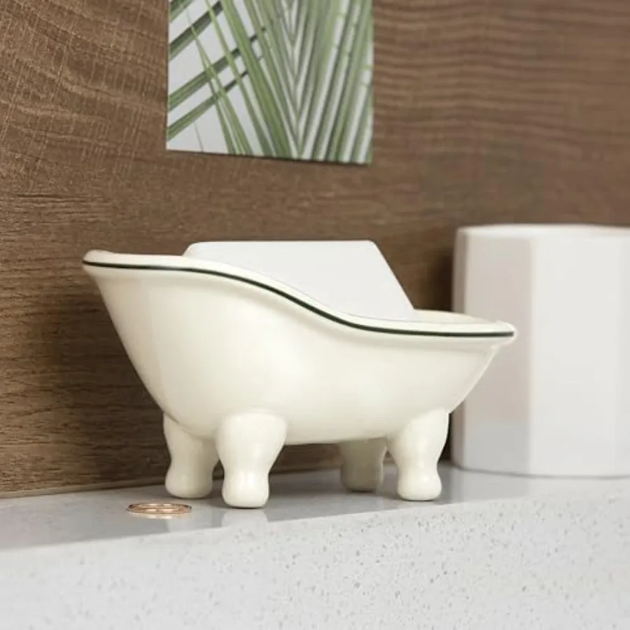 1 قطعة 5.6 السيراميك البسيطة Clawfoot النعال حوض الاستحمام صحن الصابون خمر طبق الصابون الزخرفية