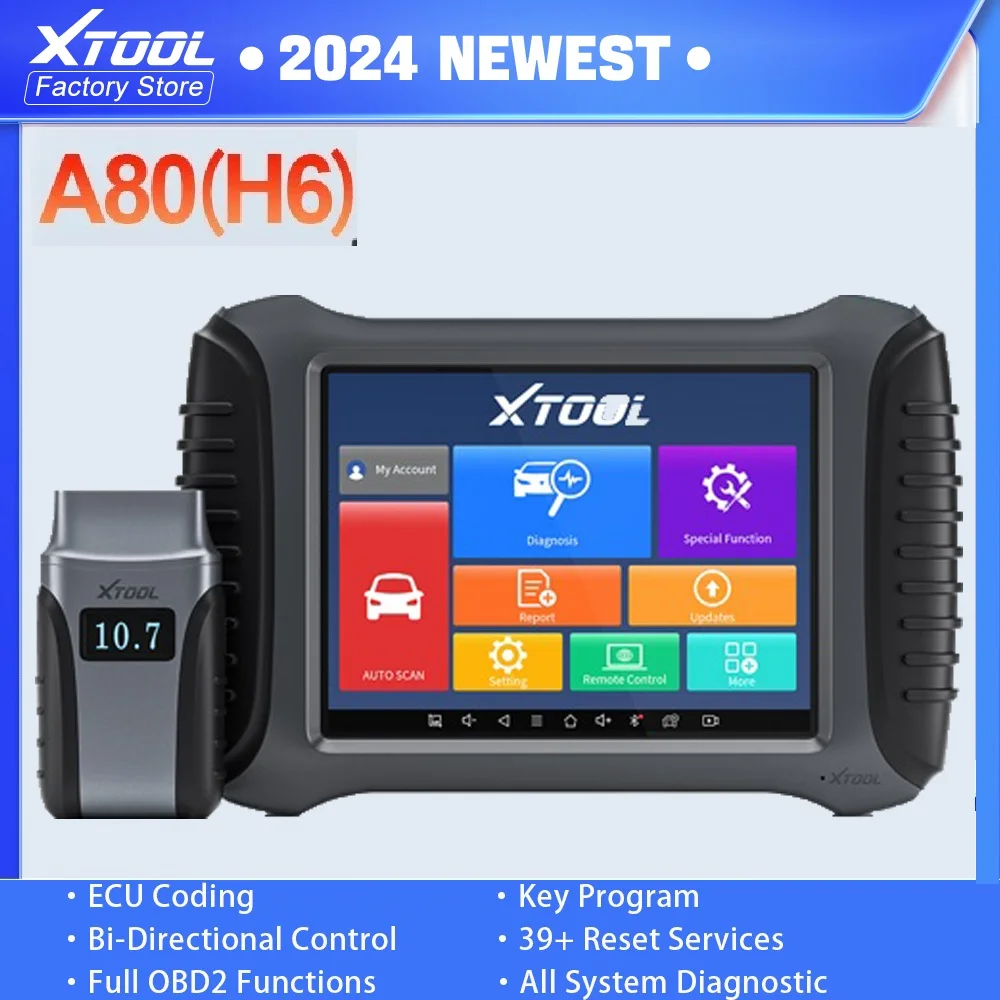 

2024 XTOOL A80 H6 OBD2 Bluetooth Scanner Car Diagnostic Tools ECU Coding 39+ Special Functions IMMO Key Programming Free Update