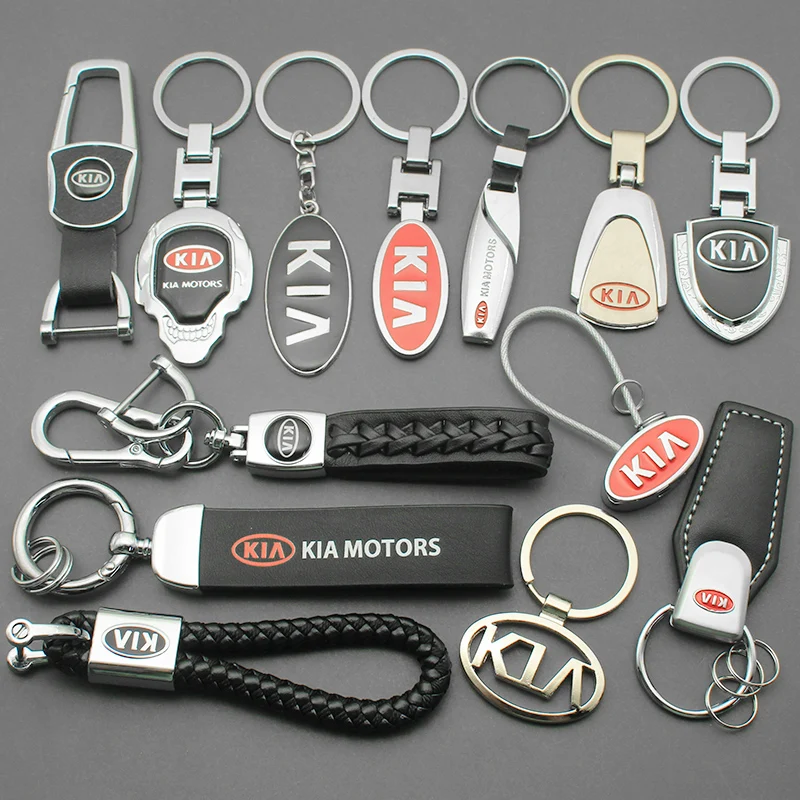 Porte-clés de voiture en métal et cuir 3D, accessoires de style JOAuto pour Kia Sportage, Picanto, Rio, Ceed, Optima 3, 5, K3, K5 Sorento