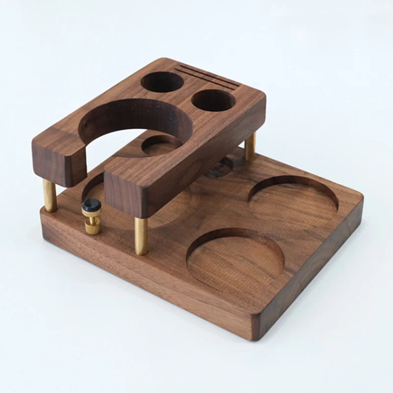 

Walnut Wood Coffee Tamper Holder Wooden Espresso Tamper Stand Tamper Station Wooden Base Anti-Slip 58mm Coffe Portafilter Holder