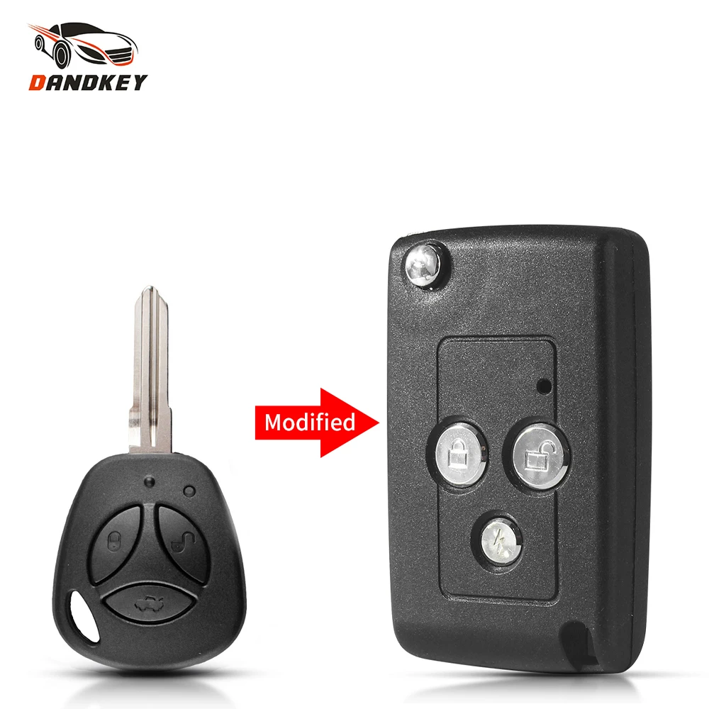 Dandkey For LADA Priora Niva Vaz Granta Samara 2108 Xray Blank 3 Buttons Modified Flip Replacement Car Key Shell Remote Key Case