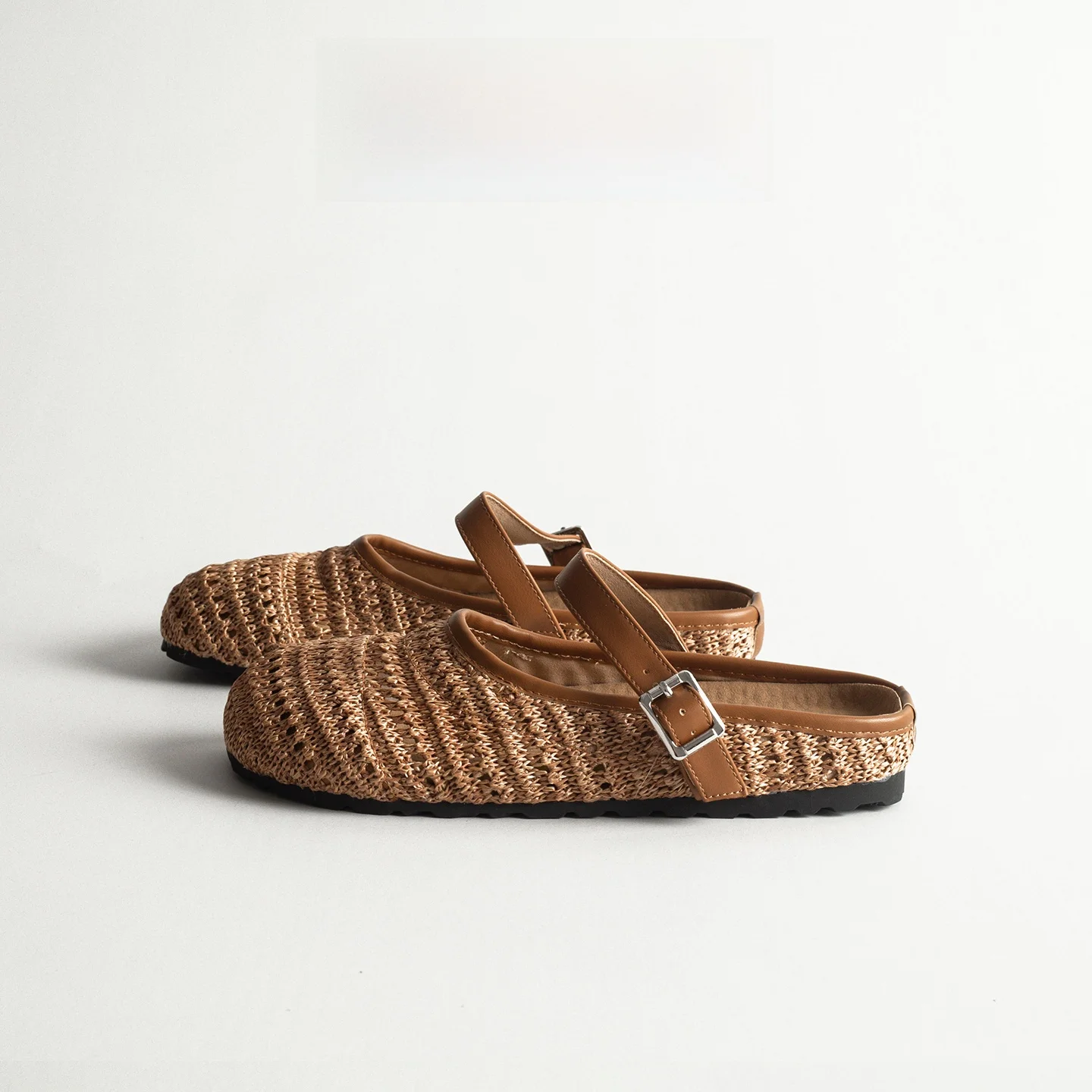 

Retro Woven Thick Bottom Slip-On Women's Summer Outdoor Bohemian Mary Jane Flat Sandals Arch Support Rubber Sole