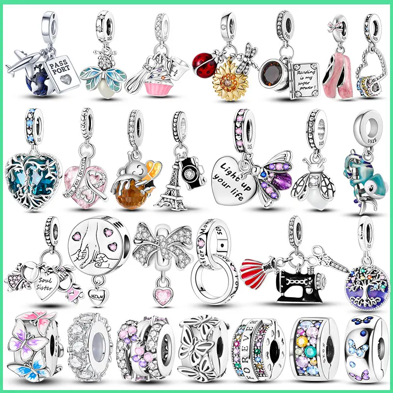 Novos Charms de Camaleão em Prata Esterlina 925, Pingente de Vaga-lume, Contas que se Ajustam a Pulseiras e Colares Originais, Joias Femininas, Presentes para Namoradas