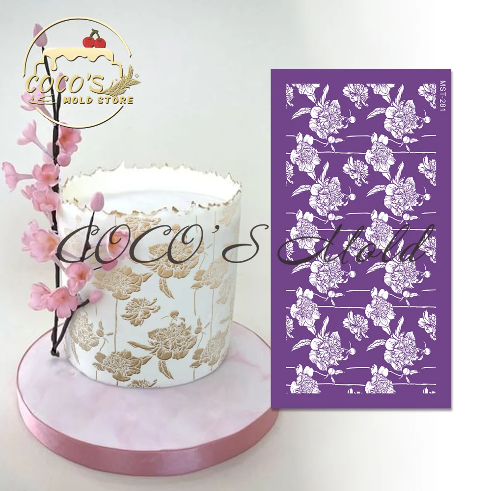 

New Arrival Flower Carnation Fabric Mesh Stencil Fondant Cake Mould Cake Border Template Cake Decorating Tools Kitchen Bakeware