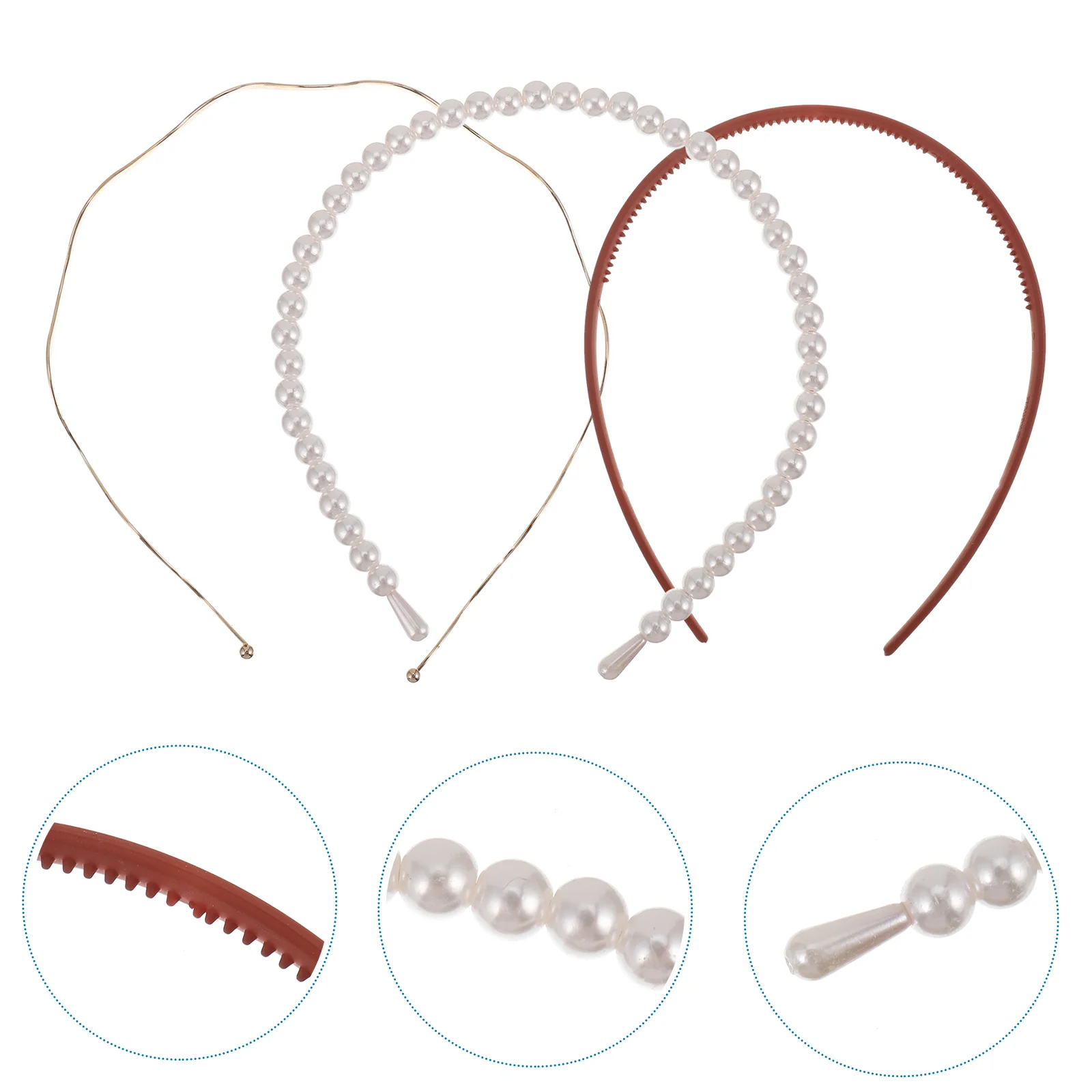 3 Pcs Hair Headdress Ceremonies Headband Three-Piece Set Girl Pearl Miss Valentines Fundip