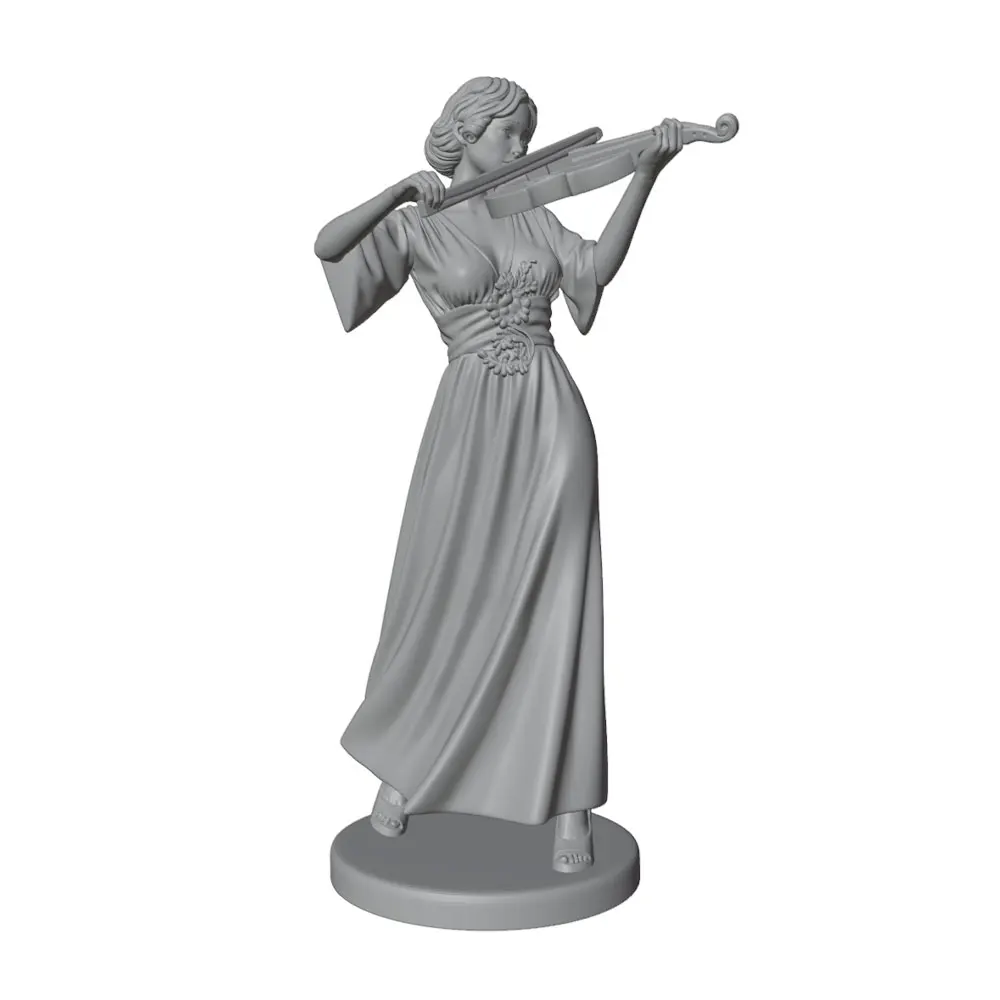 1/24 75mm Resin Model Kit of a Girl Playing the Violin, Music Style GK Mini 3D Printed Gray Model doll DIY Model, Not Colored