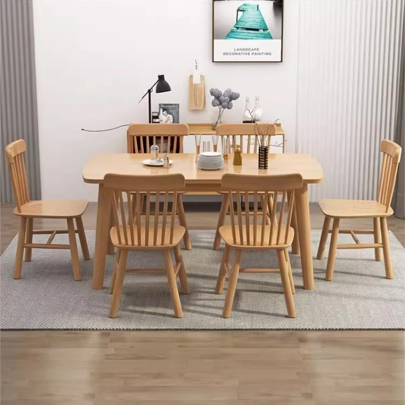 Modern Nordic all solid wood dining table tables with 4 6 chairs 100 120 130 140 150 160 cm Table pliante Dining Room Furniture