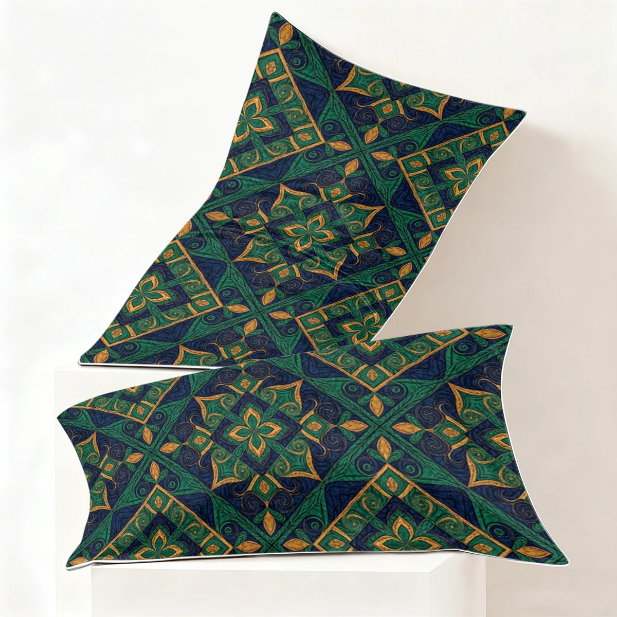 2PCS Vintage Moroccan Diamond Floral Geometric Print Satin Pillowcase Soft Silk Pillow Cover Envelope Closure Bedroom Decor