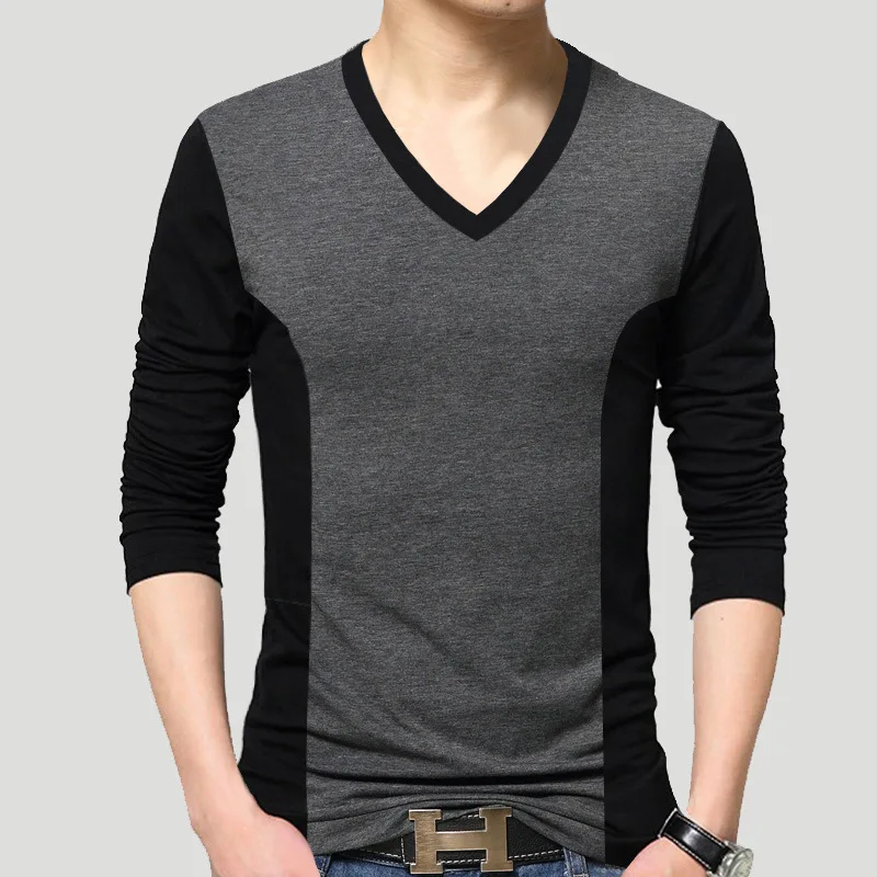 

T shirt Men Big Size Long Sleeve Patchwork T-shirt Men Full SleeveCasual Undershirt T Shirts Men Streetwear Male Tops Tees