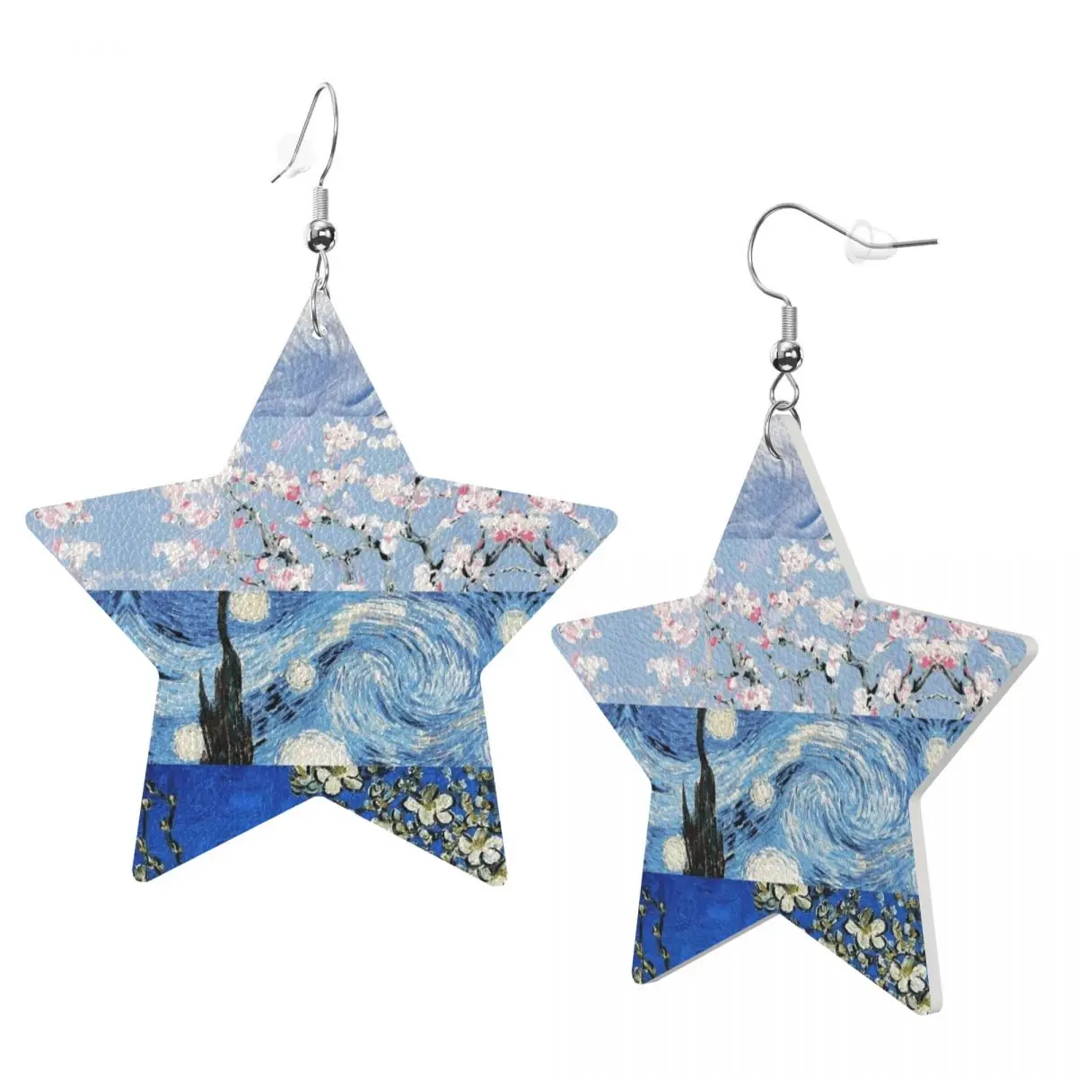 Custom Vincent Van Gogh Painting Collage Dangle Drop Earrings Leather Earrings for Women Fashion For Valentine's Day