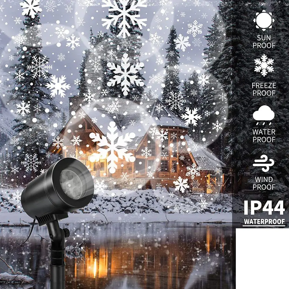 Outdoor Weather-Proof Neve Projeção Lâmpada, Natal Lâmpada LED, Wider Lighting Range, Plug EUA