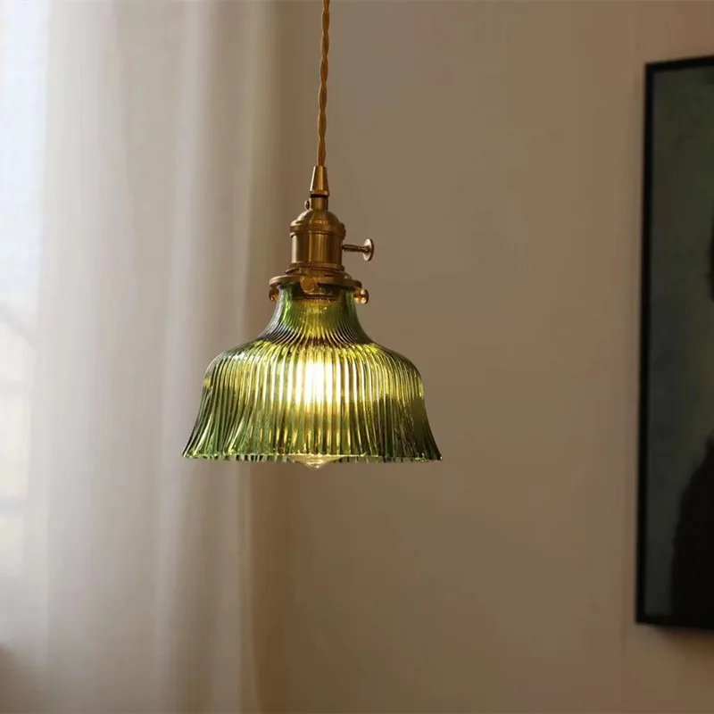 

Brass Glass Ceiling Lamp Japanese Pendant Light Creative Simple Restaurant Bedroom Northern Europe Single Headed Chandelier